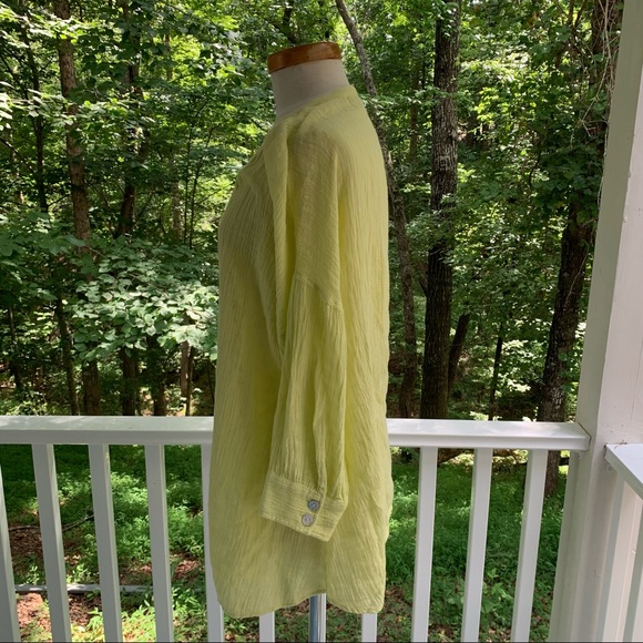 Soft Surroundings Lemon Yellow Linen Peasant Top - Picture 6 of 10